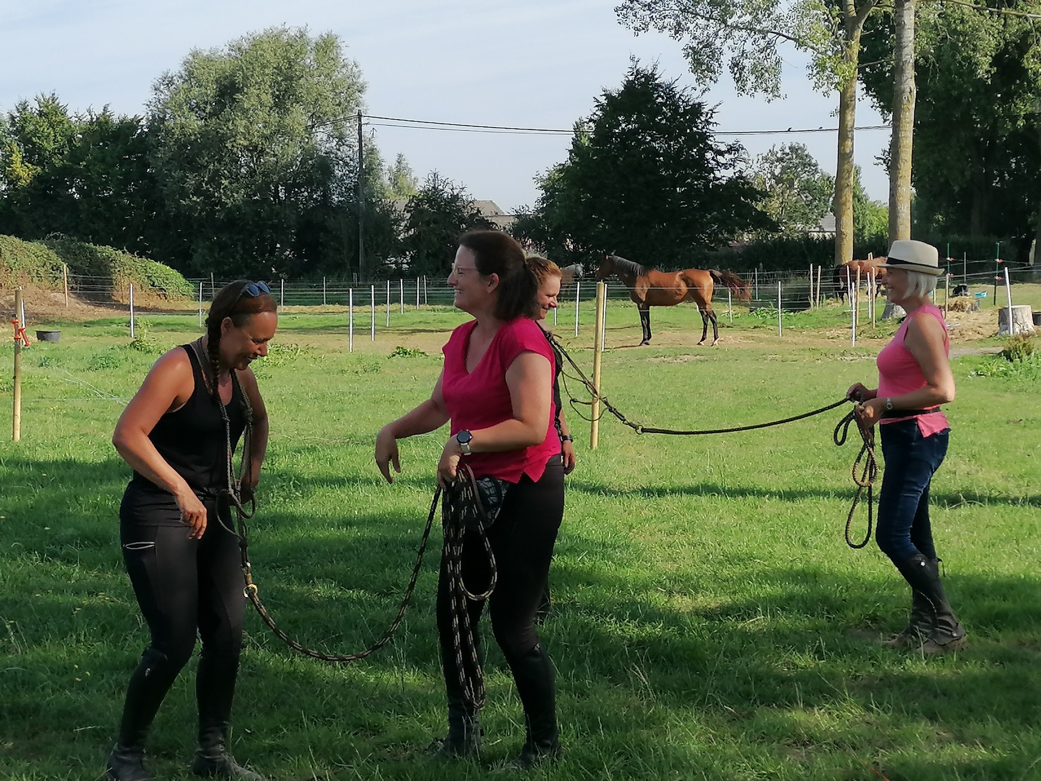 Exercice en binôme pendant un stage Equi-MaM
